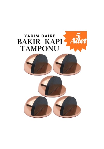 5 Adet Bakır Yarım Daire Yapışkanlı Kapı Tamponu Kapı Stoperi Metal Kapı Stopu Durdurucu