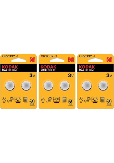 Kodak Max CR2032 Lityum Düğme Pil 2 x 3'lü