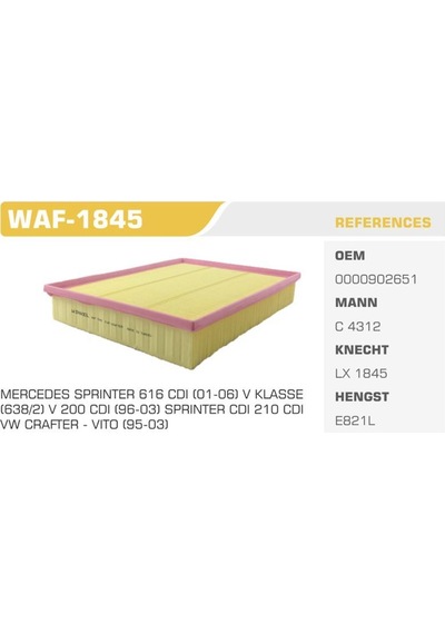 WINKEL WAF-1845 WINKEL HAVA FİLTRESİ CRAFTER 11- 06 / SPRINTER 2.