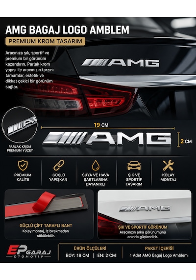 Mercedes Amg Bagaj Logo Amblem Krom Premium Tasarım 0