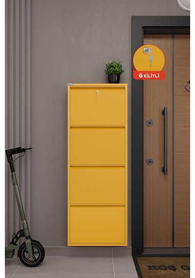 Ceha Kilitli 4'lü Metal Ayakkabılık - Hardal Sarısı/Mustard K.AYK-4/M1963/KL Ceha Kilitli 4'lü Metal Ayakkabılık - Hardal Sarısı/Mustard K.AYK-4/M1963/KL