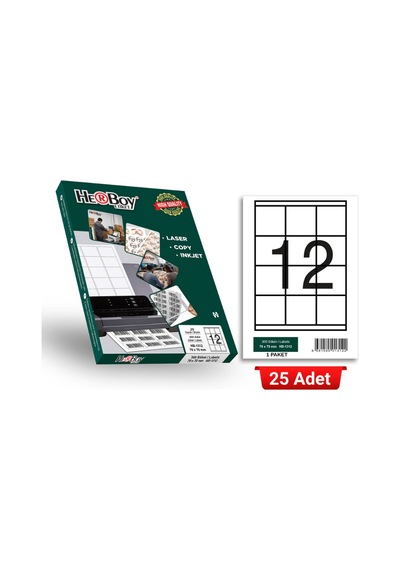 Herboy Hb-1312 70 X 70 Mm A4 Laser Etiket 25 Adet