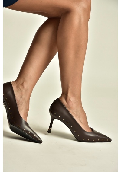 Fox Shoes Z308400409 Kahverengi İnce Topuklu Pimli Kadın Ayakkabı