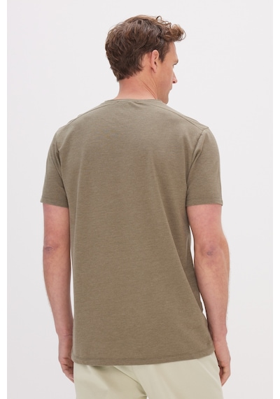 AC&Co / Altınyıldız Classics  Erkek Hakı Slim Fit Dar Kesim Pamuklu Bisiklet Yaka Tişört Haki