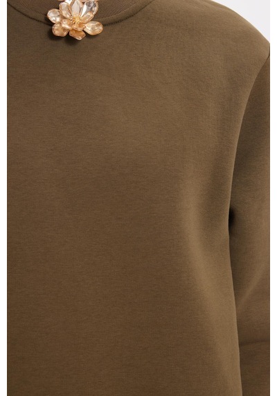 Tudors Kadın Oversize Geniş Kesim Pamuklu 3 İplik İçi Polarlı Basic Yeşil Bisiklet Yaka Sweatshirt-42068 Yeşil Tudors Kadın Oversize Geniş Kesim Pamuklu 3 İplik İçi Polarlı Basic Yeşil Bisiklet Yaka Sweatshirt-42068 Yeşil