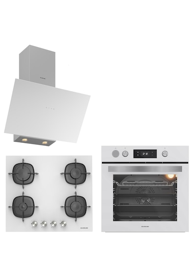 Silverline BO65P4W01 - CS5436W01 - 3481 Flam Cam Ankastre Set Beyaz