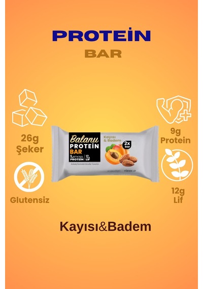 Kayısılı & Bademli Hurmalı Protein Bar 55gr 2xbar X3 Adet