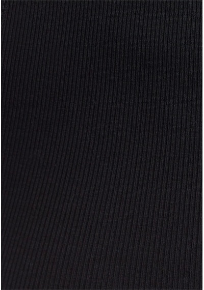 Refox Kadın Siyah Fitilli T-shirt Halter Yaka Örme Atlet