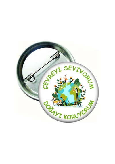 20 Adet - Çevreyi Seviyorum Doğayı Koruyorum Öğrenci Rozeti Çok Renkli