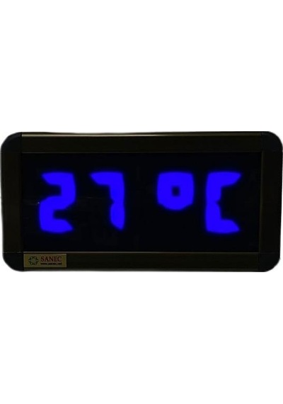 Dijital Led Duvar Ve Masa Saati Ve Derece - Mavi Kasa Ölçüleri: 7x17 Cm