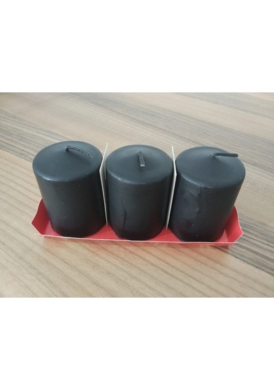 3'Lü Kokusuz Bozkurt Silindir Mum 5*7Cm Siyah (350093859)