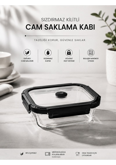 Cam Saklama Kabı Ve Borcam - Siyah-6105