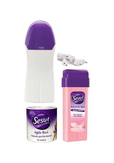 Kartuş Ağda Makinesi + Sesu Pembe Kartuş Ağda 100 ML + 10 M Ağda Bezi