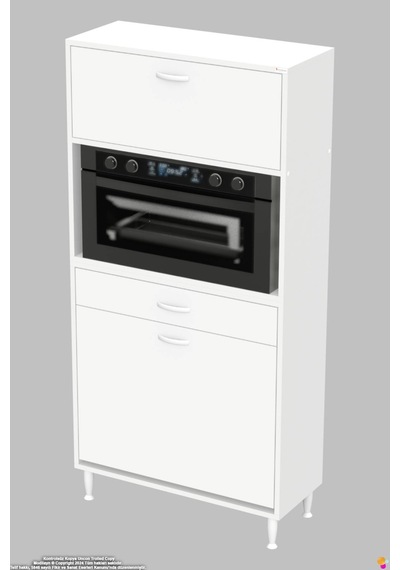 Vio 80 Cm Fırın Dolabı Sepetli Çekmeceli 1 Kapak Mini Midi Mutfak Dolabı Beyaz