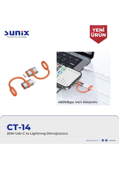 Sunix Apple Uyumlu iPhone Lightning To Type-c 20w Hızlı Adaptör Çevirici Ce Lisanslı