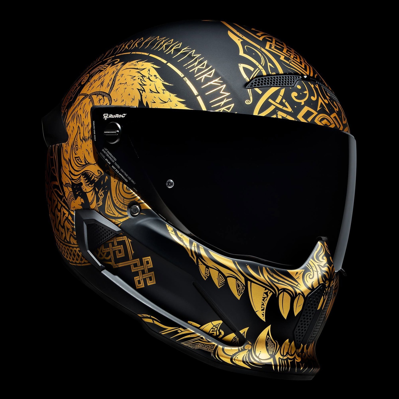 Ruroc At4.0 Carbon Fenrir Kapalı Kask Siyah - Altın