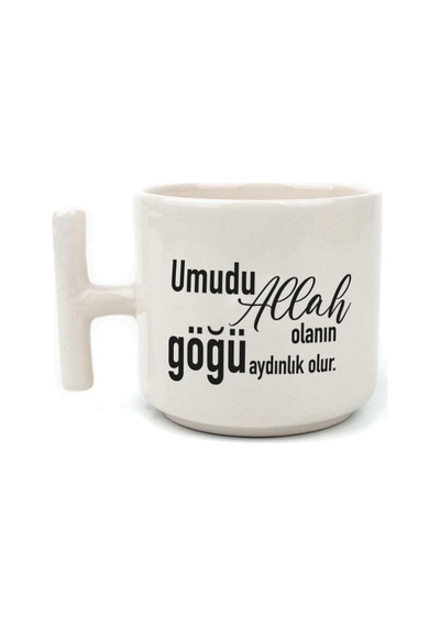 Umudu Allah Olanın Göğü Aydınlık Olur Baskılı Beyaz Kulplu T Kupa