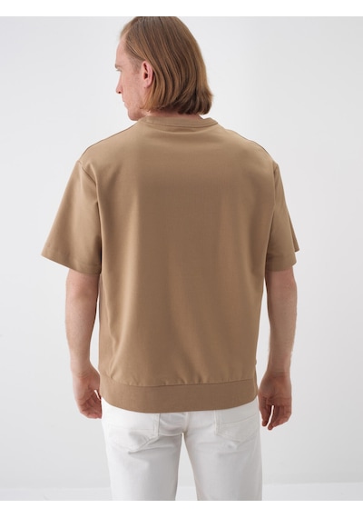 Xint Camel Pamuk Dokulu Oversize Tişört 502213