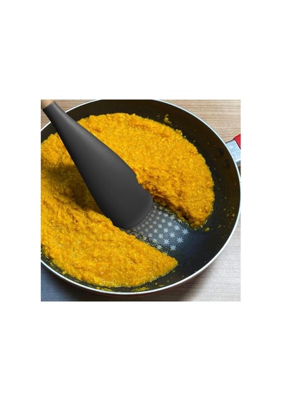 Yenigeldi 1adet Silikon Kaşık 2si 1 Arada Spatula Yapışmaz,siyah