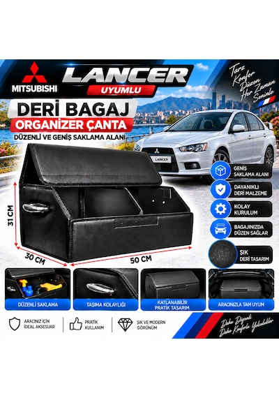 Mitsubishi Lancer Uyumlu Oto Bagaj Organizeri Deri Bagaj Kutu Çanta 1