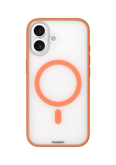 Apple Uyumlu iPhone 17  Kılıf M-safe Şarj Özellikli Youngkit Clear Serisi Kapak Turuncu Turuncu