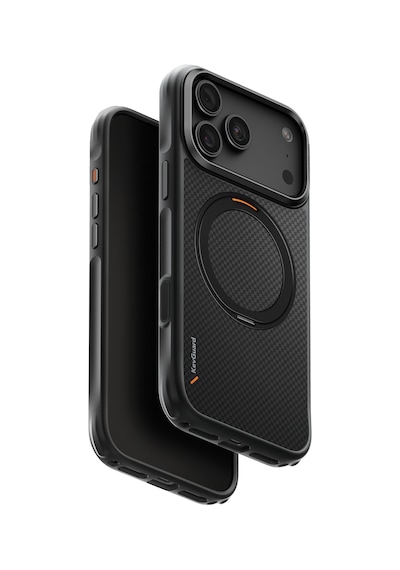 Apple iPhone Uyumlu 18 Pro Max Kılıf Keva Mov Armaid Fiber Metal Dönen Halka Magsafe Özellikli Koruyucu Kapak Sıyah