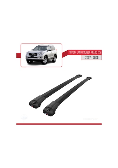 Toyota Land Cruiser Prado J125 2007-2009 Arası İle Uyumlu Ace-1 Ara Atkı Tavan Barı Siyah