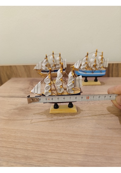 Yelkenli Ahşap Gemi Mini Boy-dekoratif-10 Cm Model 1004 Balıkhediyelik 1 Adet