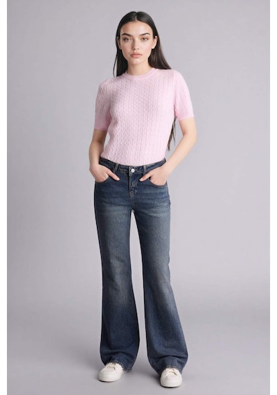 Defacto Regular Fit Kısa Kollu Kazak D3306AX26SP Pembe