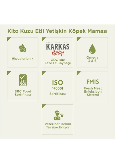 Kito Doğal Besi Kuzu Etli Yetişkin Köpek Maması 7 KG