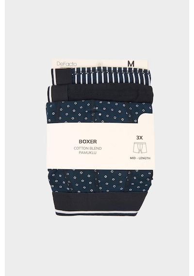 Defacto - Regular Fıt Baskılı 3'lü Boxer A1459AX23SP Lacivert