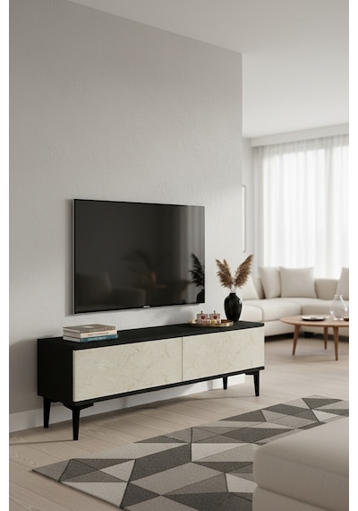 Tsa1299at Aplos Tv Stand, Tv Sehpası Antrasit-traverten 120cm