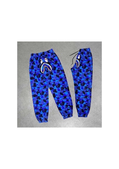 Erkek Pubg Bape X Shark Eşofman Altı - Mavi