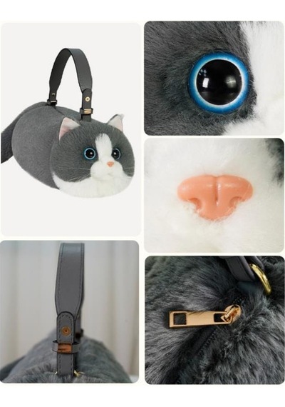 Bear & Deer Pelüş Kedi Şeklinde El Çantası Gri - Bd-cat005 Gri