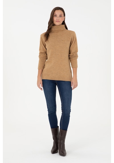 U.S. Polo Assn. Kadın Camel Balıkçı Yaka Kazak 50294257-VR015