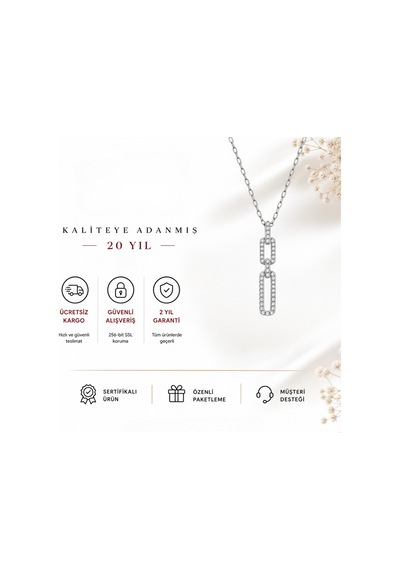 Servi 925 Ayar Gümüş Chain Glow Ataç Kolye-546