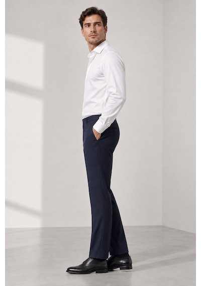 Bihan Store Erkek Regular Fit Kumaş Pantolon - Rahat Kesim, Esnek Kumaş, Pilesiz 008-lacivert