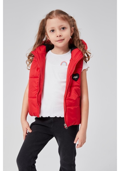 Benitto Kids Kapüşonlu Kız Çocuk Şişme Yelek 51307 Kırmızı