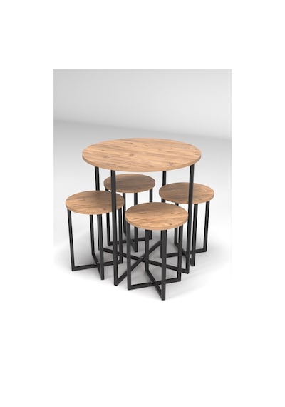 Retodesign 4 Kişilik Yuvarlak Masa Takimi Atlantik Çam 1685