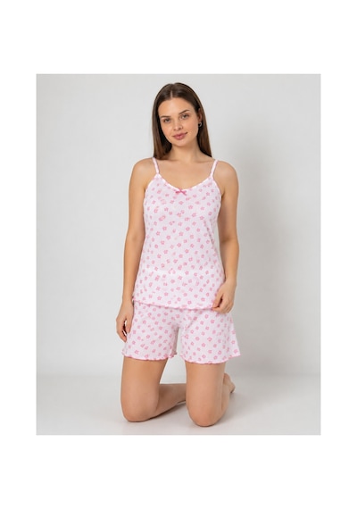Pijamask Kadın Pembe Çiçek Desenli Askılı Şortlu Pijama Takımı Yazlık Rahat Ev Giyim P100-036 Beyaz Pijamask Kadın Pembe Çiçek Desenli Askılı Şortlu Pijama Takımı Yazlık Rahat Ev Giyim P100-036 Beyaz