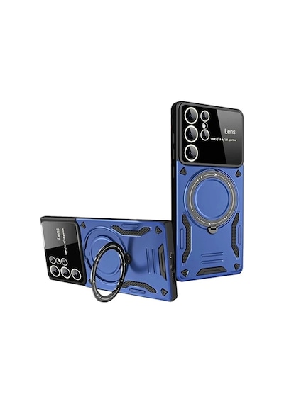 Gld-spt- Newface Samsung Uyumlu Galaxy S24 Ultra Kılıf Joy Lens Standlı Kapak - Lacivert