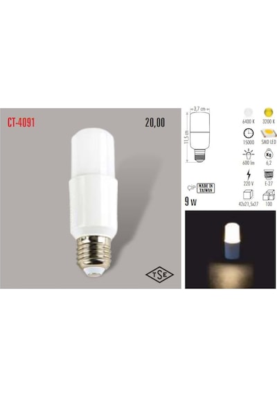 Cata Ct-4091 5 Adet 8 Watt Led Ampul E-27 Duy Lamba (472531505)