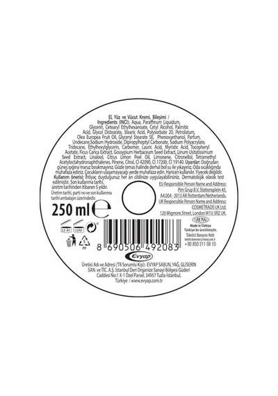 Nem Değerli Yağlar Zeytinyağlı Nemlendirici Krem, 250 Ml
