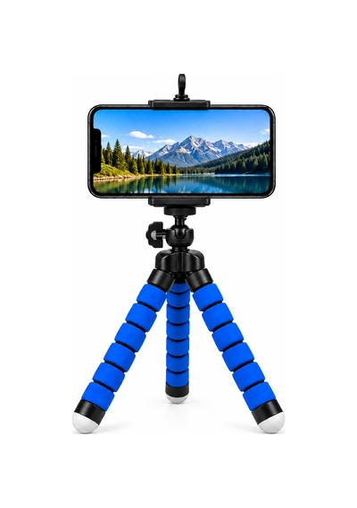 Concord Ahtapot Esnek Mini Telefon Tripodu - 360 Döner Başlıklı - 18 Cm Vlogging & Tiktok Çekim Ayak Mavi
