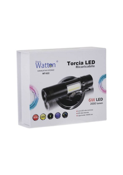 Mini Güçlü Şarjlı Pilli El Feneri Çok Fonksiyonlu Watton Wt-022 N11.12856 Siyah