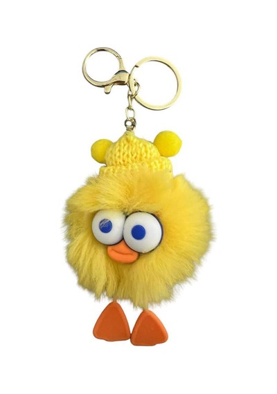 Peluş Ördek Anahtarlık Ve Çanta Aksesuarı - Sarı Beyaz Beyaz