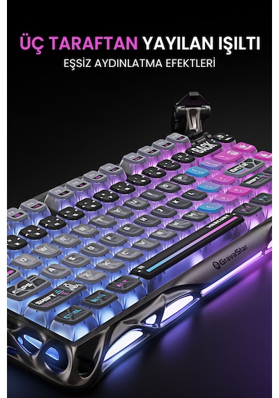 Gravastar Mercury K1 Pro Rgb Alüminyum Çerçeveli Kablosuz Mekanik Gaming Klavye