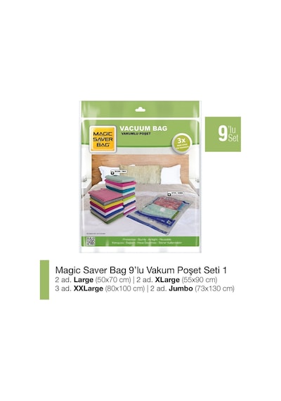 Magic Saver Bag 9'Lu Vakumlu Poşet Seti 1