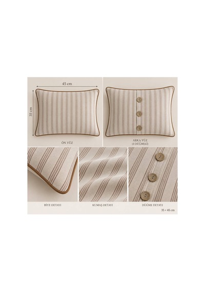 H&c 4 Parça Bebek Nevresim Takımı Krem Kahve Çizgili 100x150 CM Nevresim Çarşaf 2 Yastık Kılıfı