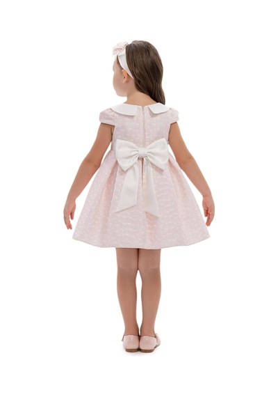 Kız Bebek Bandanalı Güpürlü Elbise Pembe 36172 Pembe
